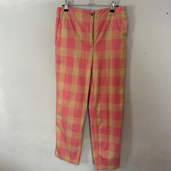 Maeve by Anthropologie Tapered Pink Plaid Pants 8 - Picture 2 of 10